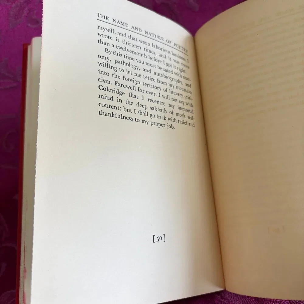 1933 The Name and Nature of Poetry by A. E. Housman, Vintage Book